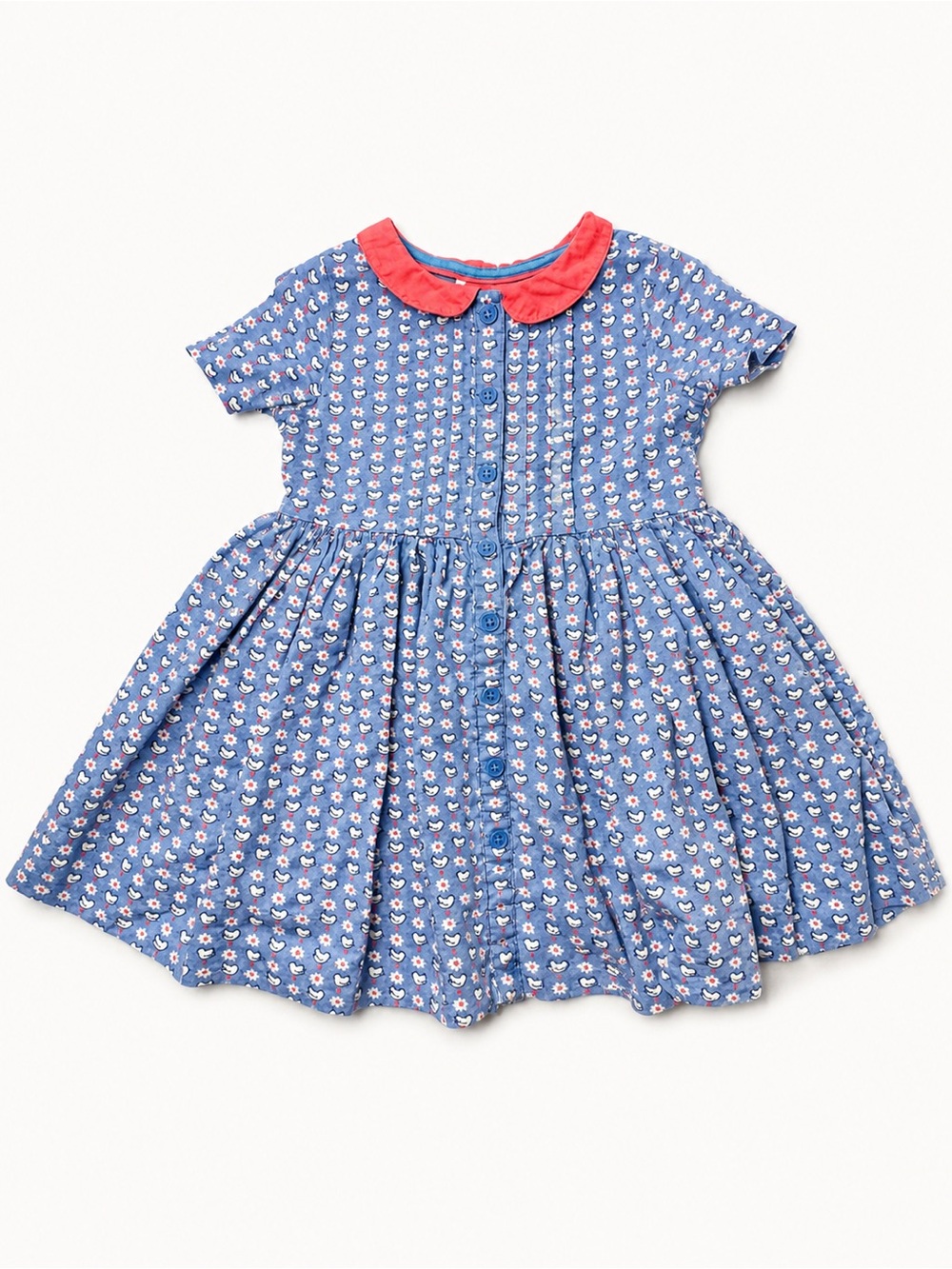 Mini Boden Blue Dress with Pink Collar